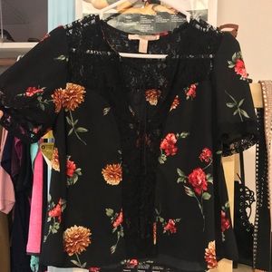 Super cute floral and lace top